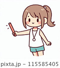 体操服を着て指を指す女の子 115585405