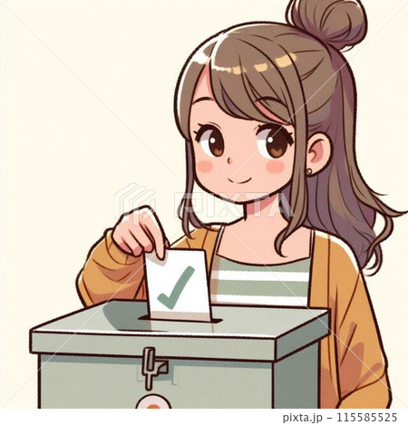 選挙に投票する女性 115585525