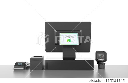 Point of sale system or cash register machine with approved sign Point of sale system or cash register machine with approved sign 115585545