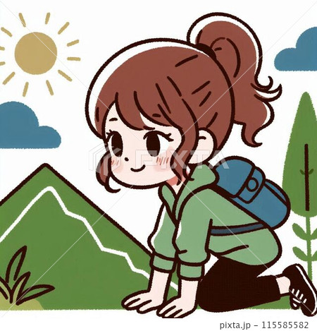 登山をする女性 115585582