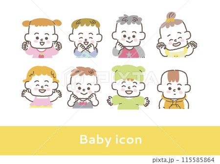 赤ちゃんの上半身のアイコンセット 115585864