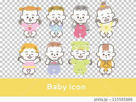 Baby full body icon setFull body, baby, baby, baby, cute, illustration, house 115585866
