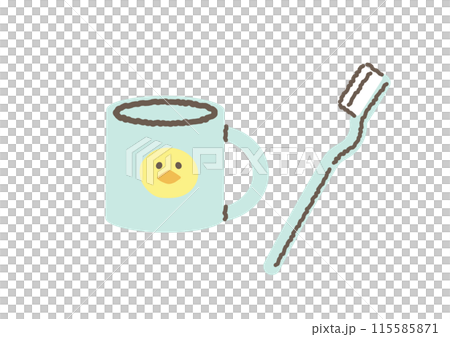 牙膏杯和牙刷的插圖集 115585871