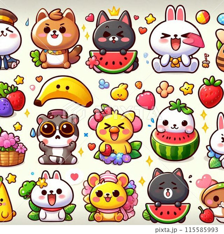 かわいいアイコンのイラストセット 115585993