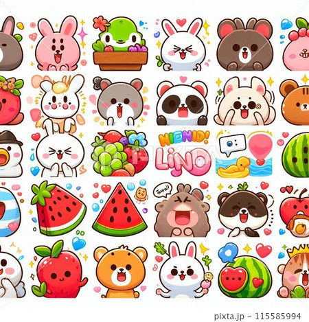 かわいいアイコンのイラストセット 115585994