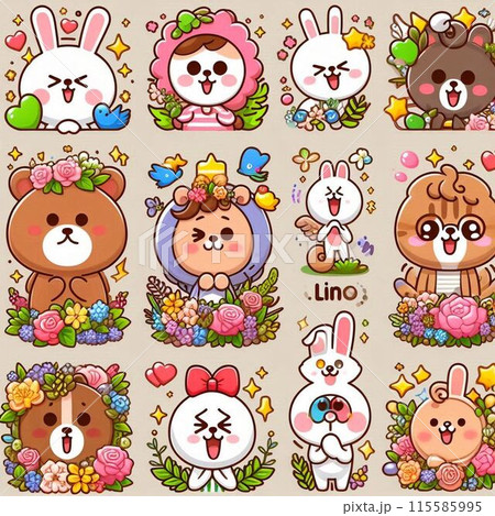 かわいいアイコンのイラストセット 115585995