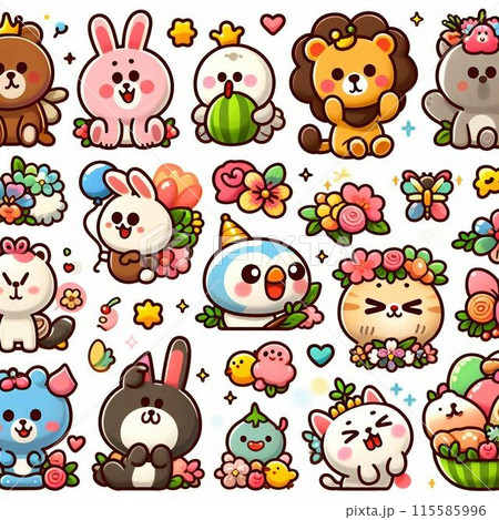 かわいいアイコンのイラストセット 115585996