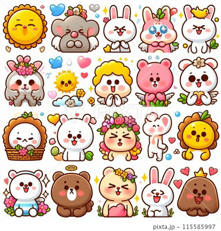 かわいいアイコンのイラストセット 115585997
