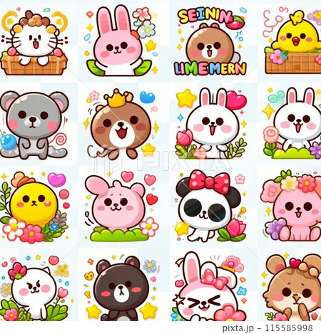 かわいいアイコンのイラストセット 115585998