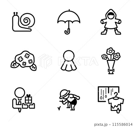 6月に関するシンプルなイラストセット 6月に関するシンプルなイラストセット 115586014