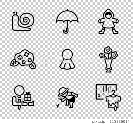 6月に関するシンプルなイラストセット 6月に関するシンプルなイラストセット 115586014