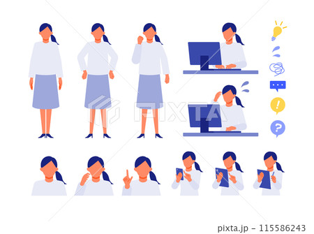カジュアルな女性の問題解決のイラスト　問題解決 115586243