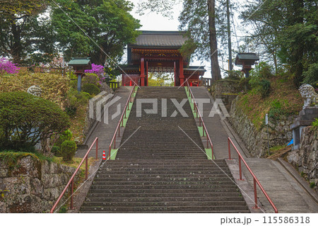 群馬 一之宮貫前神社 参道の石段と総門 115586318