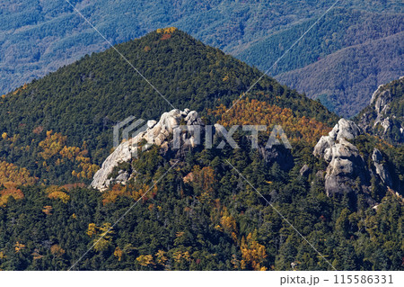 金峰山山頂から見る大日岩と飯盛山 115586331