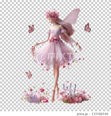 3D fairy with flowers 115586540