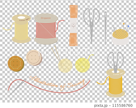 Handmade sewing tools illustration set Handmade sewing tools illustration set 115586760