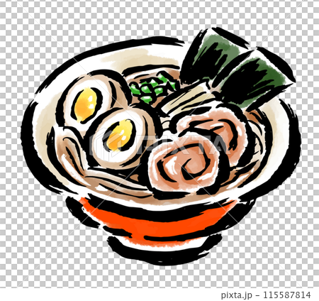 定番のラーメン 筆タッチ手描きイラスト 定番のラーメン 筆タッチ手描きイラスト 115587814