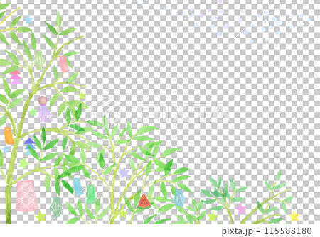 水彩絵の具で手描きで描いた七夕飾りの背景 115588180