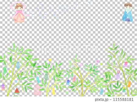 水彩絵の具で手描きで描いた七夕飾りの背景 115588181