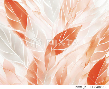 Delicate background of transparent white and coral leaves. Abstract background for creative use 115588350