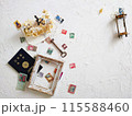 古い切手とドライフラワーとフレーム 115588460