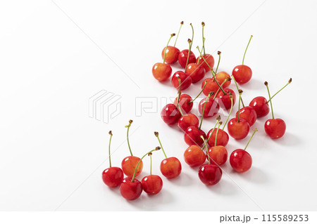 白バックのさくらんぼ 115589253