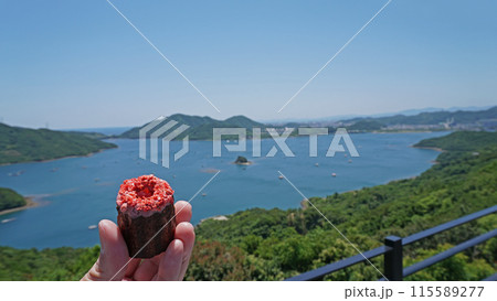 ウチノ海をバックに美味しいカヌレ ウチノ海をバックに美味しいカヌレ 115589277