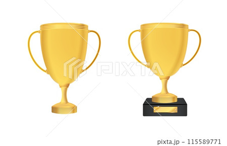 Winner cup isolated. Golden trophy on a transparent background. Vector illustration. Winner cup isolated. Golden trophy on a transparent background. Vector illustration. 115589771
