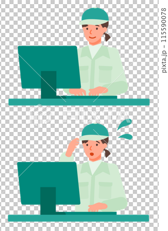 作業服の女性の問題解決のイラスト　PC 115590078