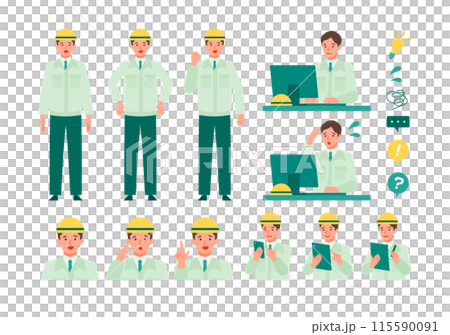 作業服の男性の問題解決のイラスト　問題解決 115590091