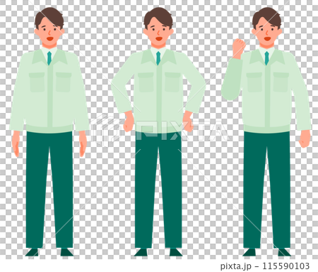 作業服の男性の問題解決のイラスト 問題解決 作業服の男性の問題解決のイラスト 問題解決 115590103