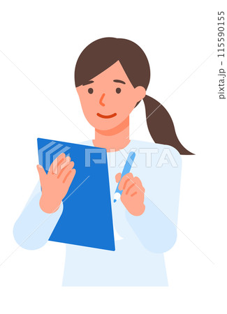 カジュアルな女性の問題解決のイラスト　手書き 115590155