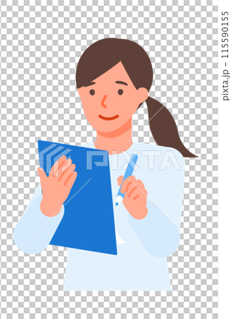 カジュアルな女性の問題解決のイラスト　手書き 115590155