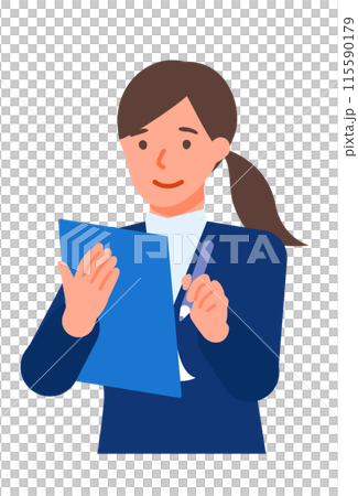 穿著西裝的女人解決問題的插圖,手寫 穿著西裝的女人解決問題的插圖,手寫 115590179