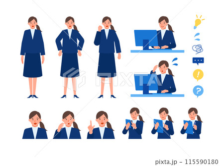スーツの女性の問題解決のイラスト 問題解決 スーツの女性の問題解決のイラスト 問題解決 115590180