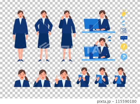 スーツの女性の問題解決のイラスト 問題解決 スーツの女性の問題解決のイラスト 問題解決 115590180