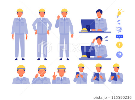 作業服の男性の問題解決のイラスト 問題解決 作業服の男性の問題解決のイラスト 問題解決 115590236