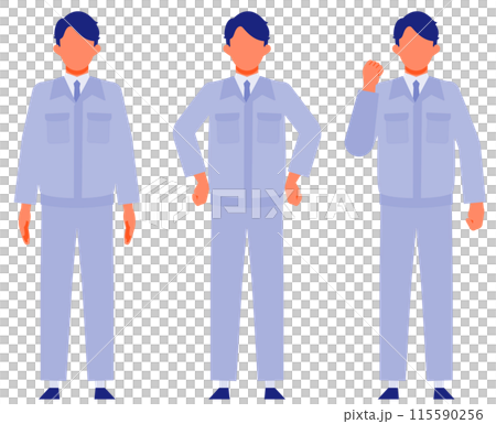穿著工作服的男人解決問題的插圖 穿著工作服的男人解決問題的插圖 115590256