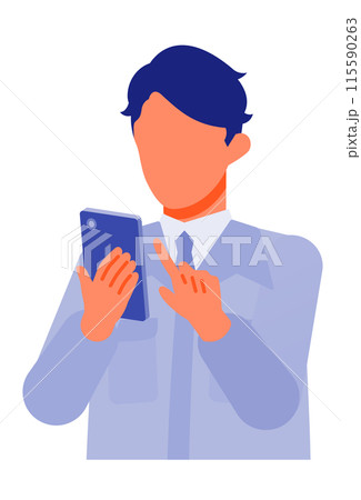 作業服の男性の問題解決のイラスト　スマホ 115590263