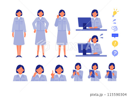 作業服の女性の問題解決のイラスト　問題解決 115590304