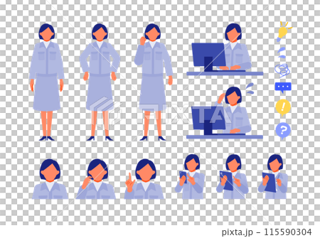 作業服の女性の問題解決のイラスト　問題解決 115590304