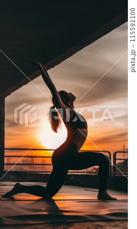 Silhouetted figure observing the milky way magnificence on a starry night 115591100
