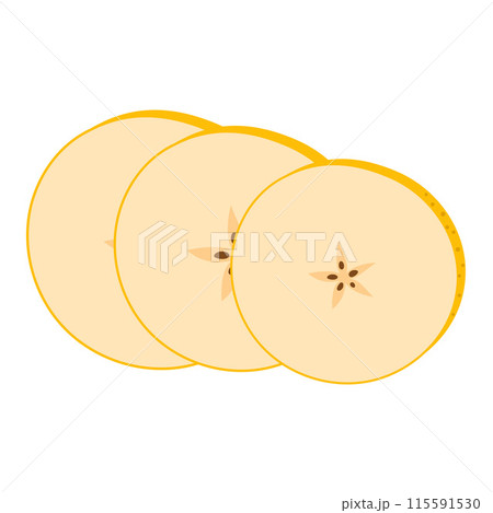 Cut ripe yellow pear cartoon icon. Hand drawn cartoon trendy flat style 115591530
