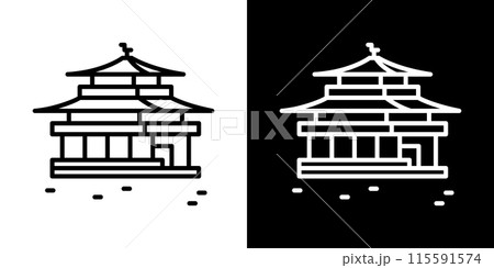 シンプルな金閣寺の線画アイコン シンプルな金閣寺の線画アイコン 115591574