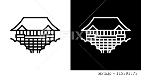 シンプルな清水寺の線画アイコン 115591575