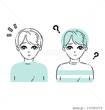 考える男性と理解する男性のイラストセット 考える男性と理解する男性のイラストセット 115591713