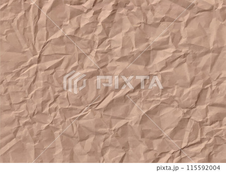 くしゃくしゃに皺の付いたクラフト紙のテクスチャ　古紙　包み紙　グランジ　紙ゴミ　紙屑 115592004