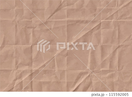 折り目の付いたクラフト紙のテクスチャ　古紙　包み紙　グランジ　紙ゴミ　紙屑 115592005