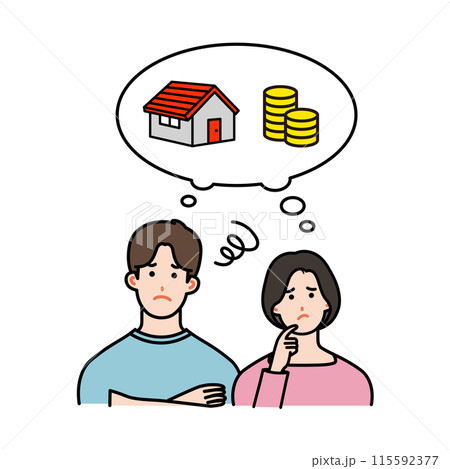 老後について考える男女 115592377