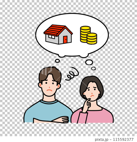 老後について考える男女 115592377